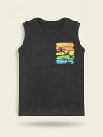 Boys Sleeveless Graphic Print T Shirt - Charcoal Grey