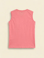Boys Sleeveless Graphic Print T Shirt - Coral Pink