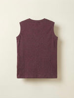Boys Sleeveless Graphic Print T Shirt - Deep Maroon