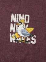 Boys Sleeveless Graphic Print T Shirt - Deep Maroon