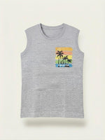 Boys Sleeveless Graphic Print T Shirt - Heather Grey