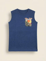 Boys Sleeveless Graphic Print T Shirt - Royal Blue