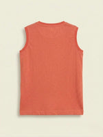 Boys Sleeveless Graphic Print T Shirt - Rust Orange