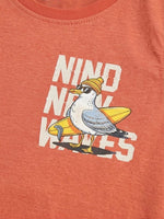 Boys Sleeveless Graphic Print T Shirt - Rust Orange