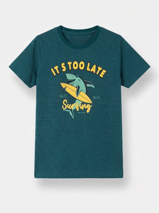 Boys Round Neck T Shirt - Ocean Teal