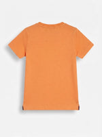 Boys Round Neck T Shirt with Slit - Bright Orange