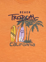 Boys Round Neck T Shirt with Slit - Bright Orange