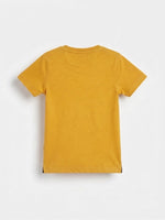 Boys Round Neck T Shirt with Slit - Mustard Yellow