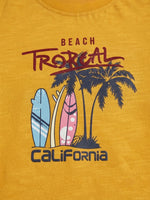Boys Round Neck T Shirt with Slit - Mustard Yellow