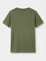 Boys Round Neck T Shirt with Slit - Olive Green