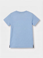 Boys Round Neck T Shirt with Slit - Sky Blue