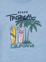 Boys Round Neck T Shirt with Slit - Sky Blue