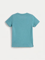 Boys Round Neck T Shirt with Slit - Teal Green