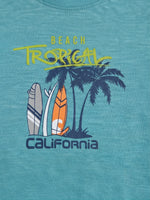 Boys Round Neck T Shirt with Slit - Teal Green