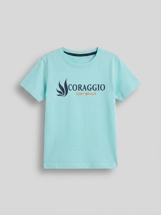 Boys Printed T Shirt - Aqua