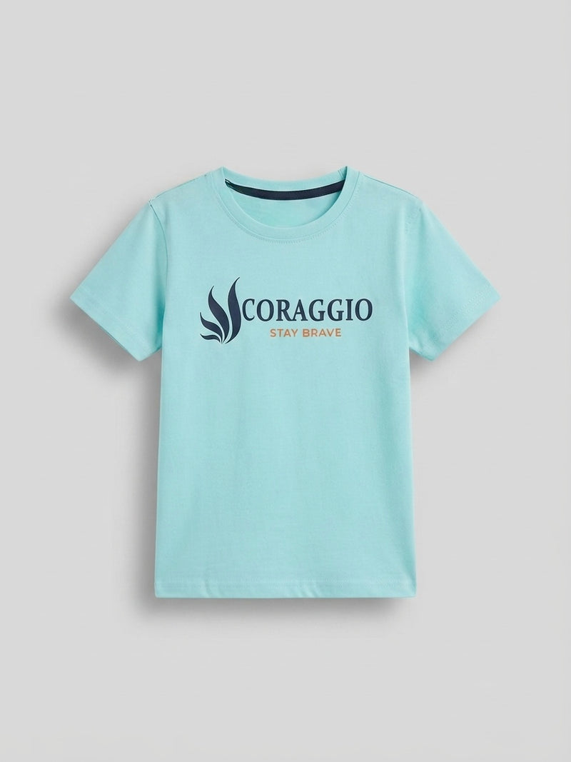 Boys Printed T Shirt - Aqua