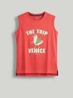 Boys Sleeveless Forward Shoulder T Shirt - Coral Red