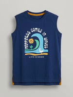 Boys Sleeveless Forward Shoulder T Shirt - Midnight Navy