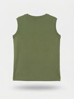 Boys Sleeveless Forward Shoulder T Shirt - Olive Khaki