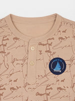 Boys Cotton Henly T Shirt - Camel