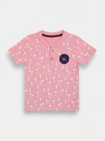 Boys Cotton Henly T Shirt - Dusty Pink