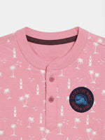 Boys Cotton Henly T Shirt - Dusty Pink