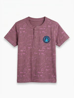 Boys Cotton Henly T Shirt - Dusty Plum