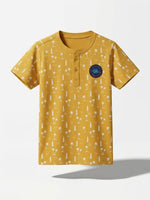 Boys Cotton Henly T Shirt - Mustard Gold