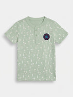 Boys Cotton Henly T Shirt - Sage Green