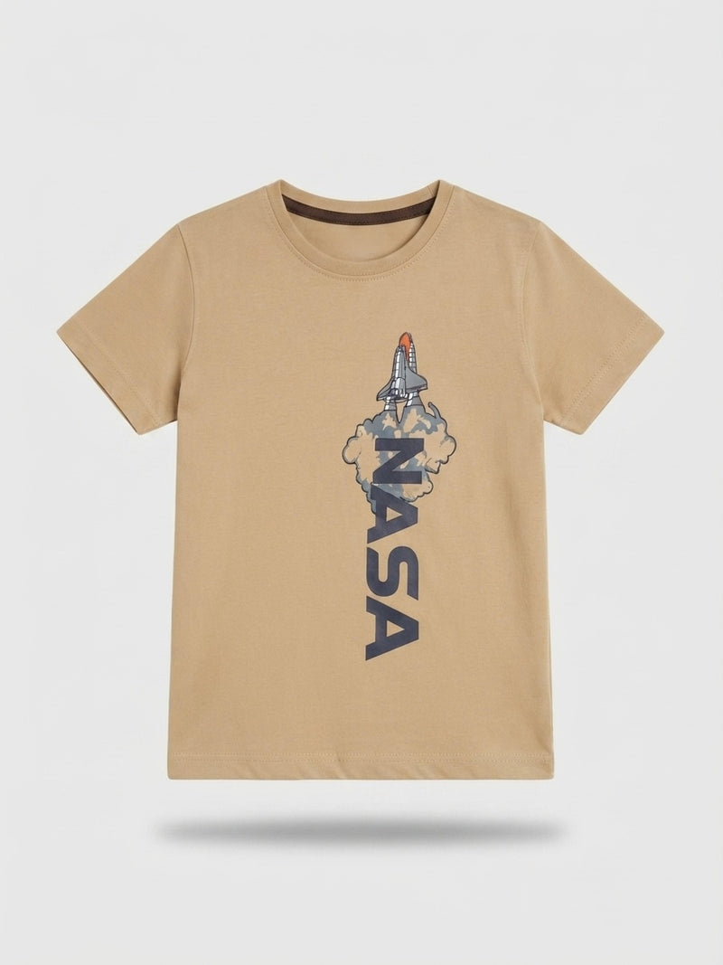 Boys Printed T Shirt - Beige