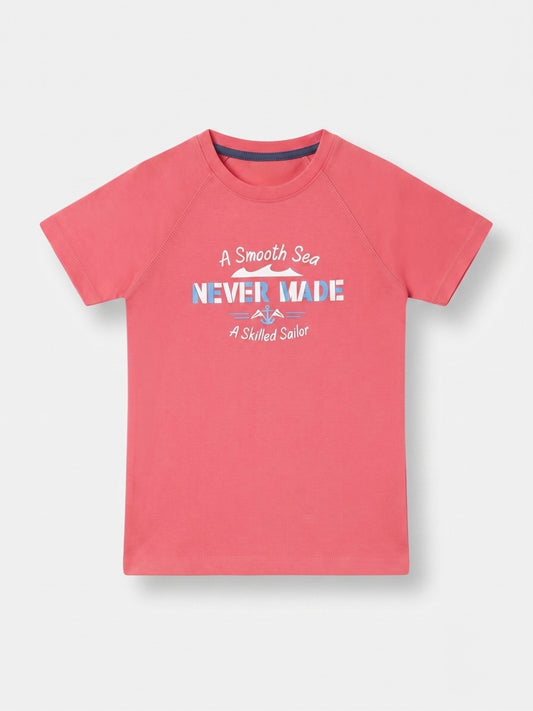 Boys Raglan Sleeve T Shirt - Coral Pink