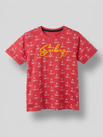 Boys Folded Sleeve T Shirt - Coral Red