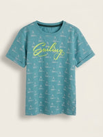 Boys Folded Sleeve T Shirt - Dusty Teal