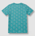 Boys Folded Sleeve T Shirt - Dusty Teal