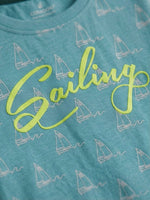 Boys Folded Sleeve T Shirt - Dusty Teal
