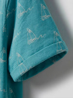 Boys Folded Sleeve T Shirt - Dusty Teal