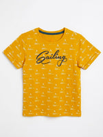 Boys Folded Sleeve T Shirt - Mustard Gold