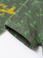 Boys Folded Sleeve T Shirt - Olive Khaki