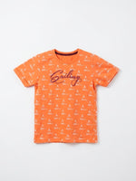 Boys Folded Sleeve T Shirt - Sunset Orange