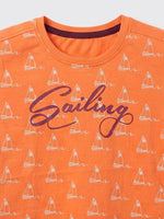 Boys Folded Sleeve T Shirt - Sunset Orange