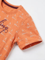 Boys Folded Sleeve T Shirt - Sunset Orange