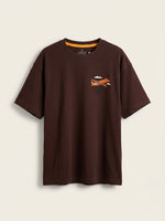 Boys Printed Oversized T Shirt - Coffee Brown