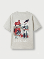 Boys Printed Oversized T Shirt - Heather Grey