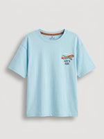 Boys Printed Oversized T Shirt - Light Blue