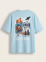 Boys Printed Oversized T Shirt - Light Blue