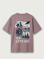 Boys Printed Oversized T Shirt - Muted Mauve