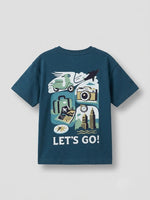 Boys Printed Oversized T Shirt - Navy Blue