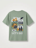 Boys Printed Oversized T Shirt - Sage Green