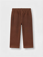 Boys Round Neck T Shirt with 3/4th Bottom Set - Sandy Beige / Dark Chocolate Brown