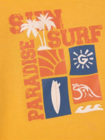 Boys Round Neck T Shirt with 3/4th Bottom Set - Sunburst Yellow / Midnight Navy